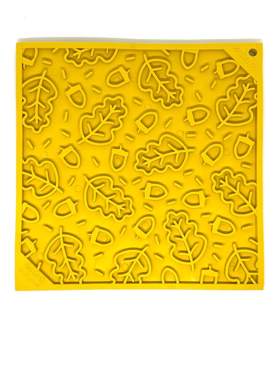 Tapis à lécher pour l'enrichissement de la viande au design automnal