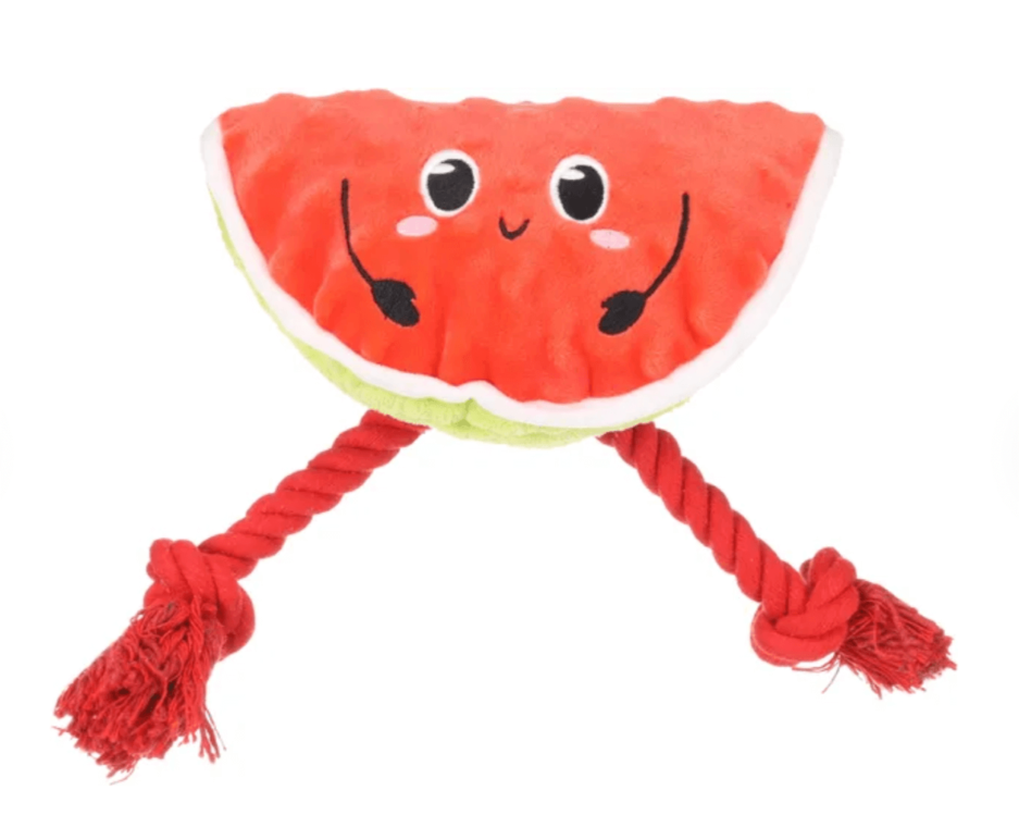 JOUET POUR CHIEN BUBTO PASTEQUE AVEC CORDE ROUGE FLAMINGO