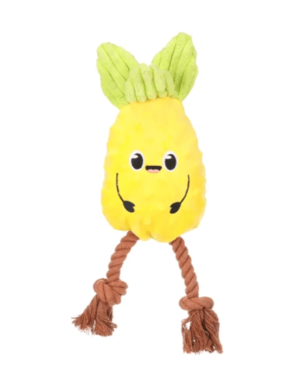 JOUET POUR CHIEN BUBTO ANANAS AVEC CORDE JAUNE FLAMINGO