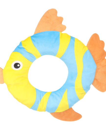 Jouet en tissu pour chien en forme de poisson, avec bruit de froissement, signé Flamingo.