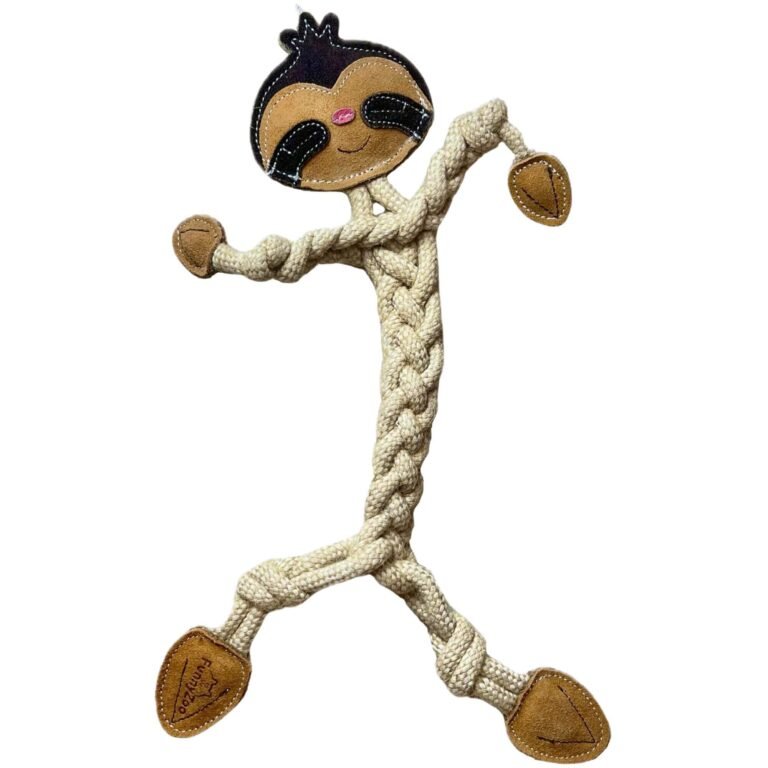 Jouet en corde pour chien Paresseux, idéal pour mâcher et jouer tout en prenant soin de son hygiène dentaire.