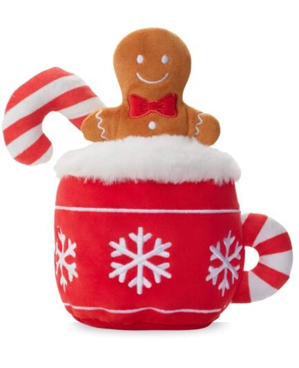 Jouet en peluche chocolat chaud de Noël pour chien