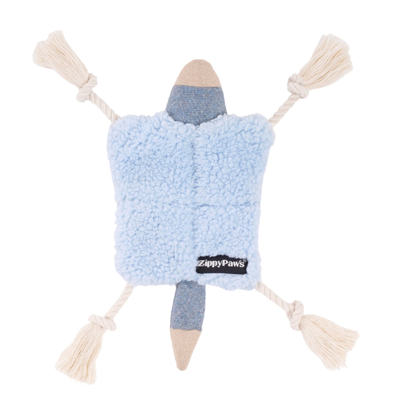 Jouet peluche ecoZippy Crawler Noueux – Loup Jouet peluche pour chiot ecoZippy Crawler en forme d’ours plat, avec membres en corde et corps froissé.