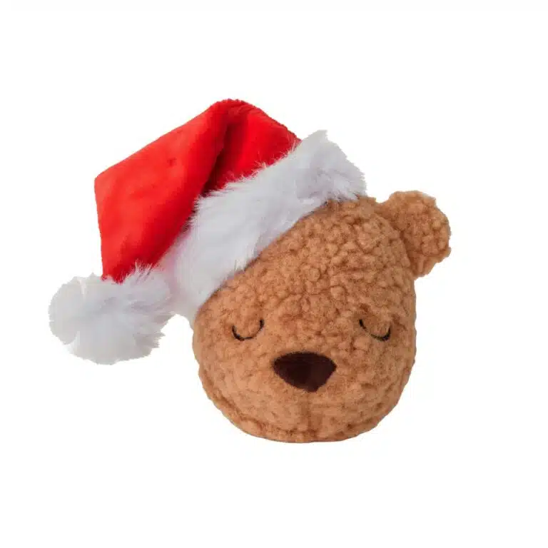 Détail du jouet pour chien : peluche douce et papier bruissant crinkly.