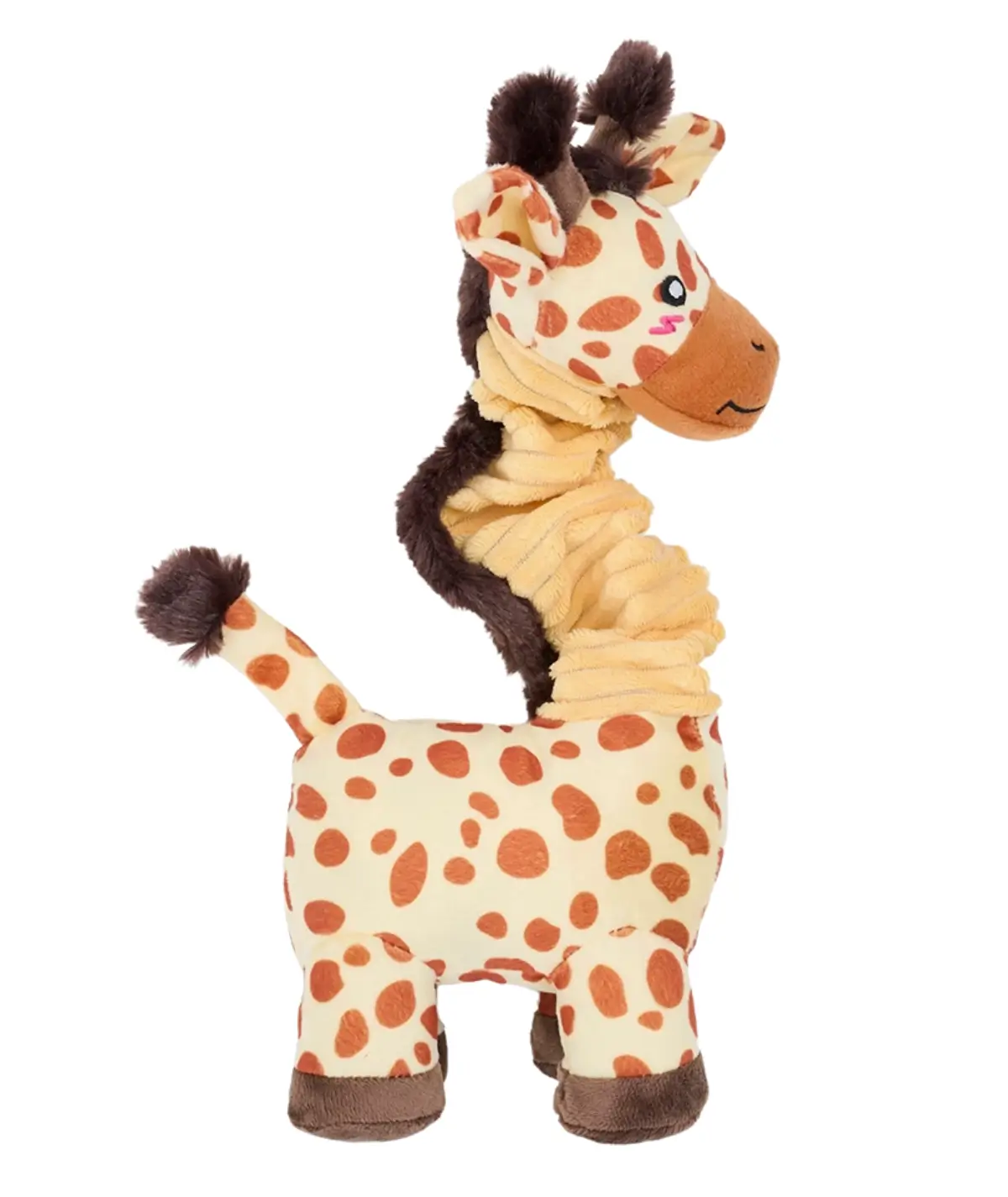 jouet chien_bungee girafe_zippypaws Peluche chien avec cou extensible en forme de girafe tachetée ZippyPaws sur fond blanc