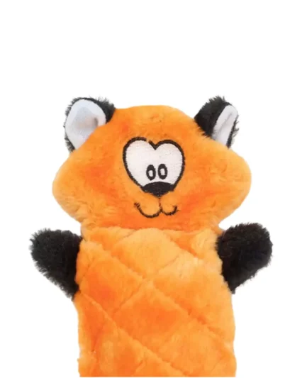 Peluche renard sans rembourrage pour chien de la marque ZippyPaws sur fond blanc.